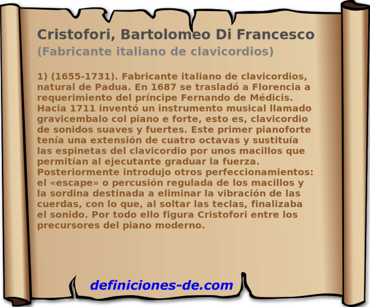 Cristofori, Bartolomeo Di Francesco (Fabricante italiano de clavicordios)