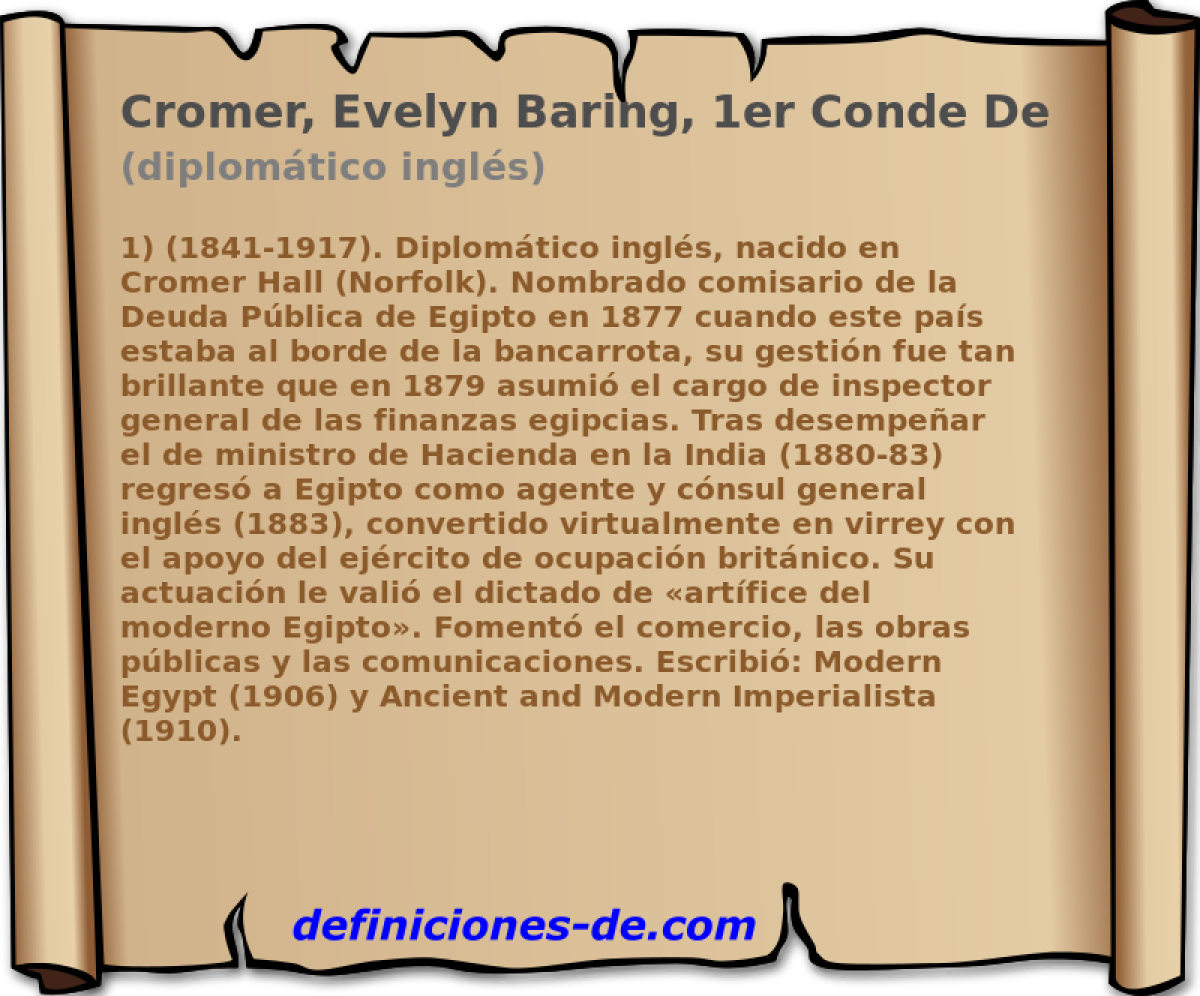 Cromer, Evelyn Baring, 1er Conde De (diplomtico ingls)