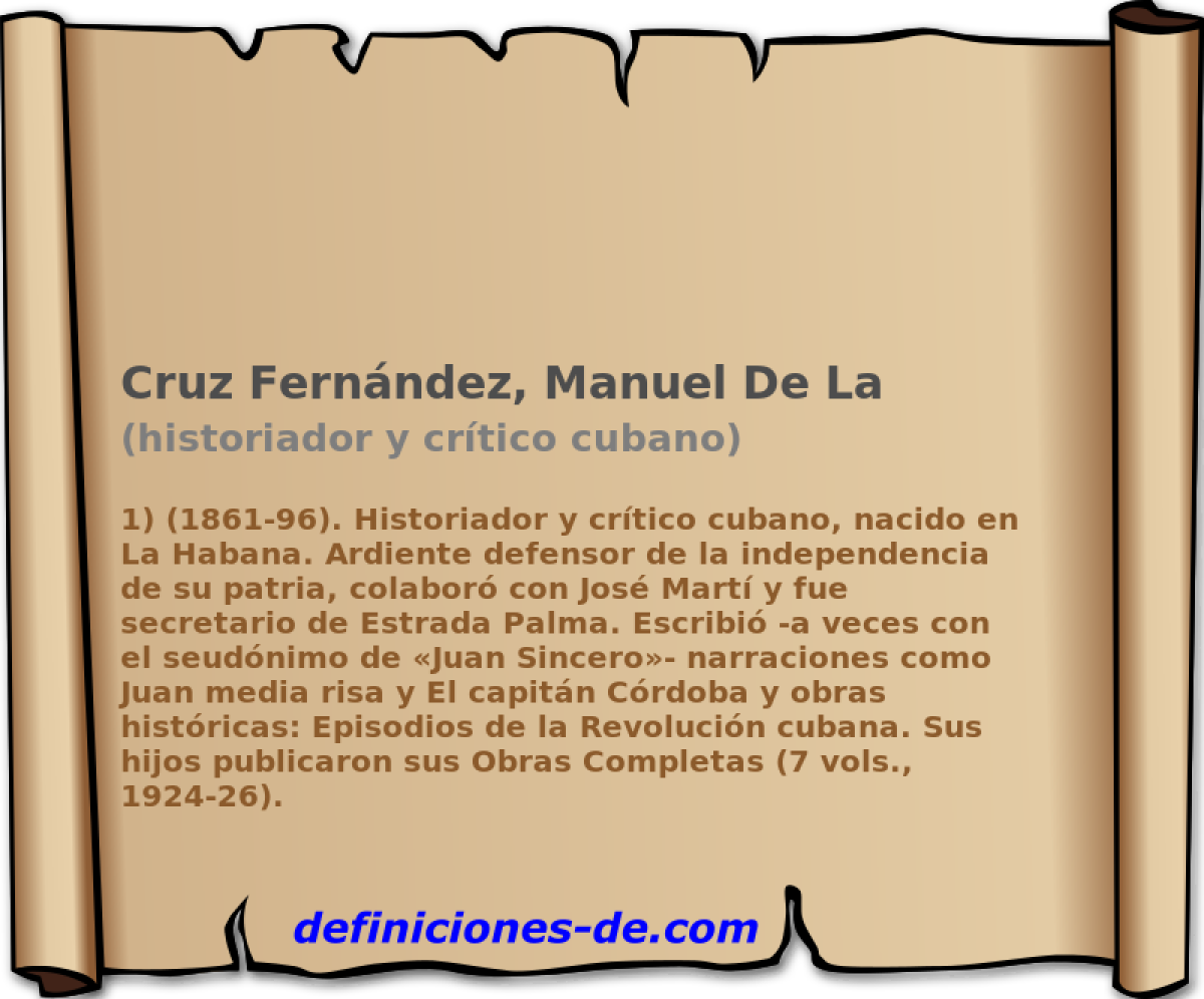 Cruz Fernndez, Manuel De La (historiador y crtico cubano)