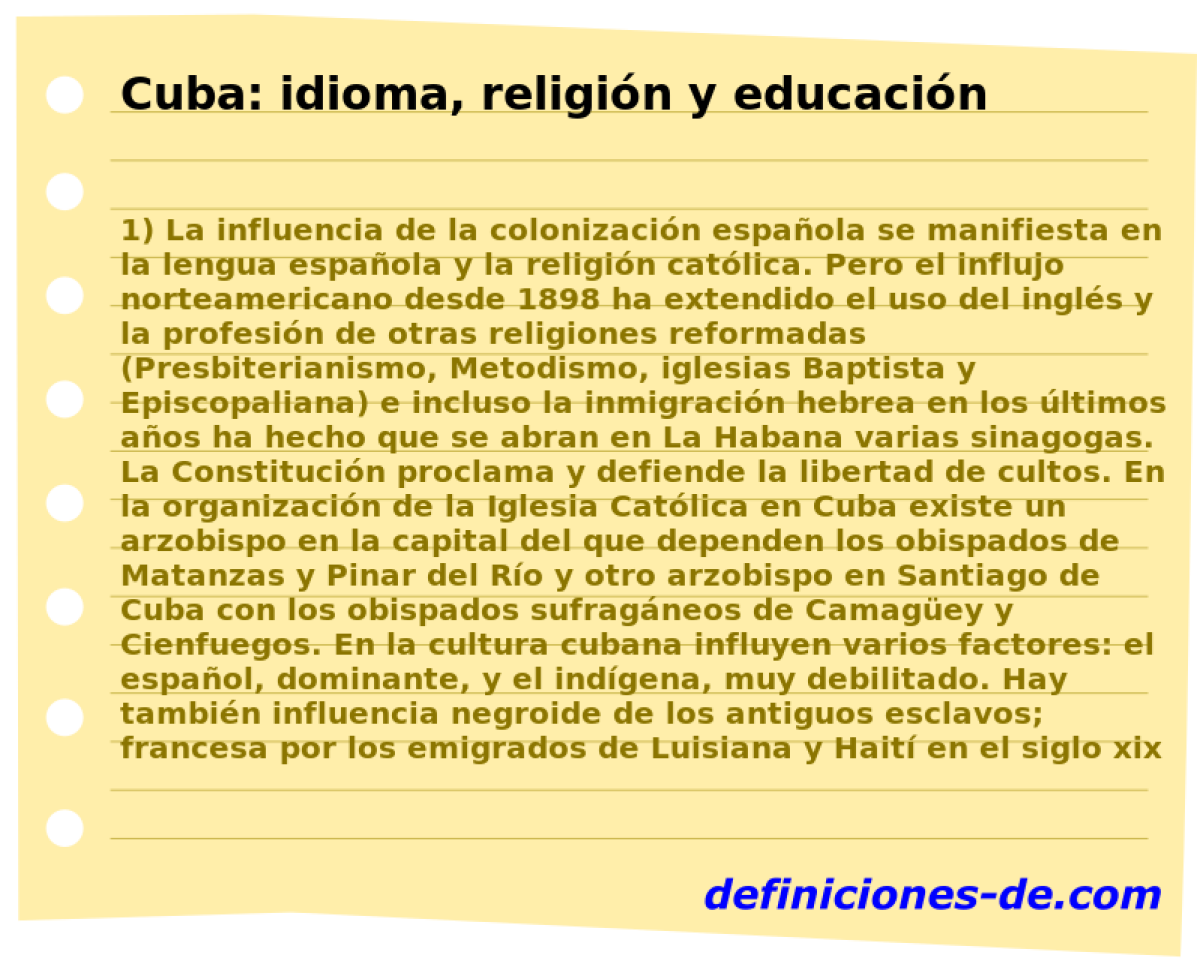 Cuba: idioma, religin y educacin 