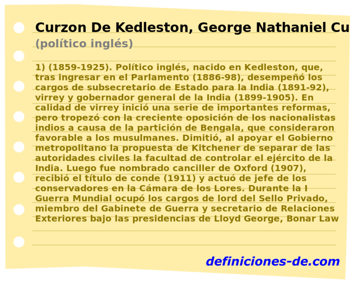 Curzon De Kedleston, George Nathaniel Curzon (poltico ingls)