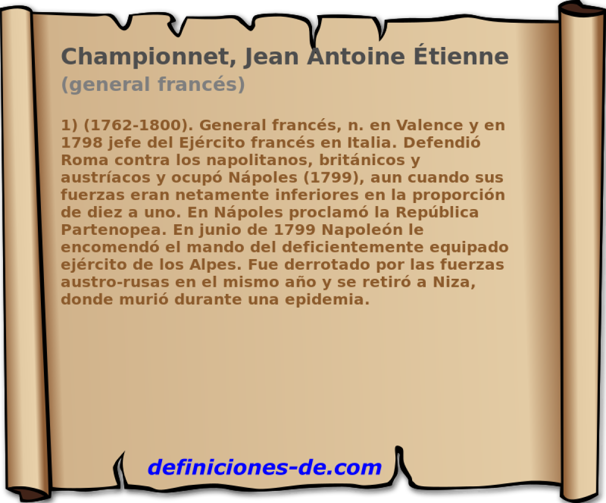 Championnet, Jean Antoine tienne (general francs)