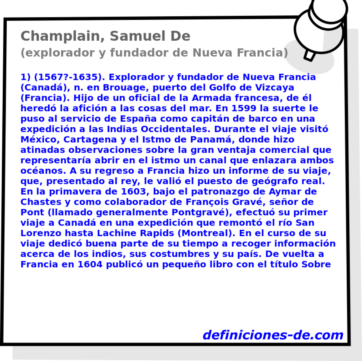 Champlain, Samuel De (explorador y fundador de Nueva Francia)