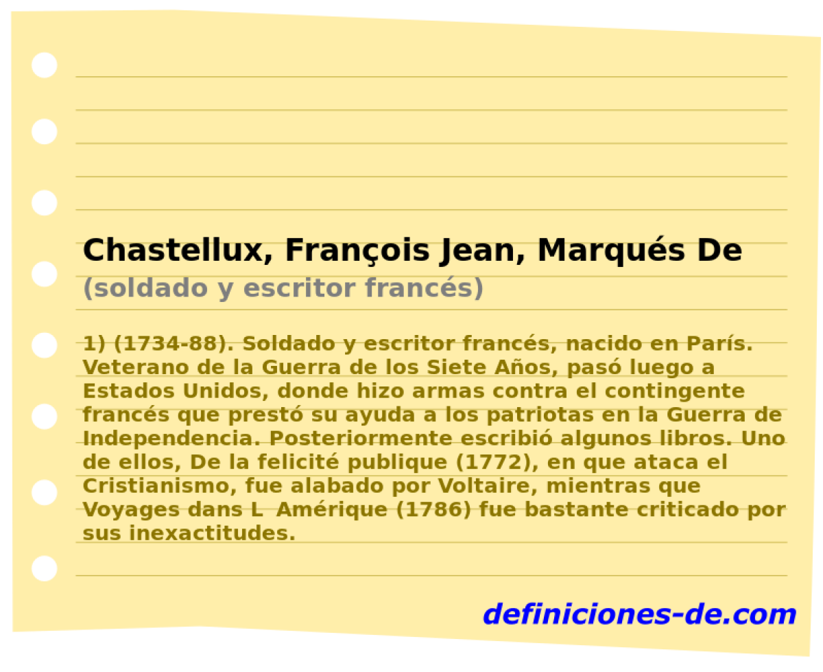 Chastellux, Franois Jean, Marqus De (soldado y escritor francs)