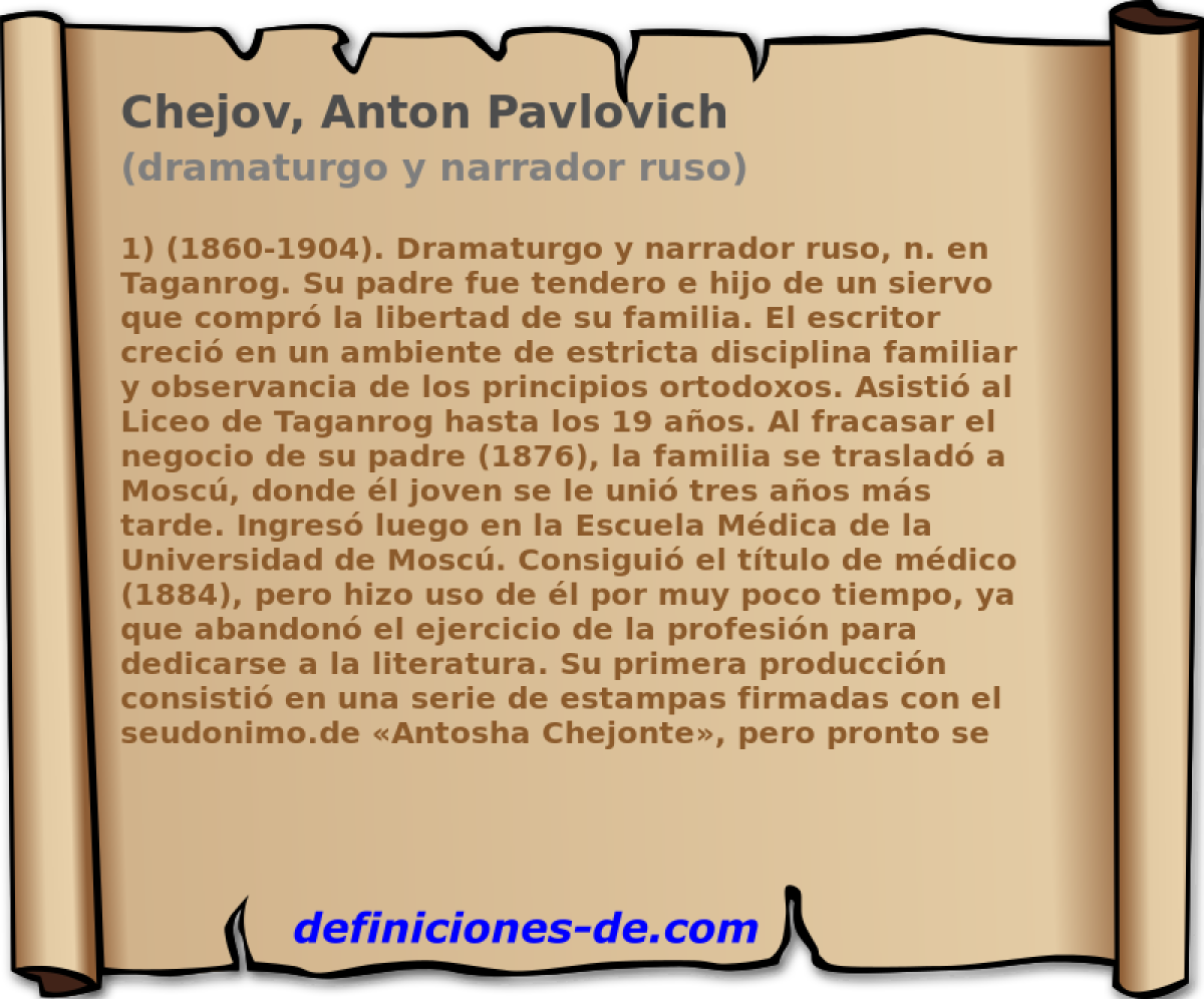 Chejov, Anton Pavlovich (dramaturgo y narrador ruso)