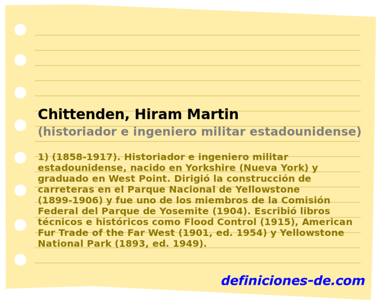 Chittenden, Hiram Martin (historiador e ingeniero militar estadounidense)