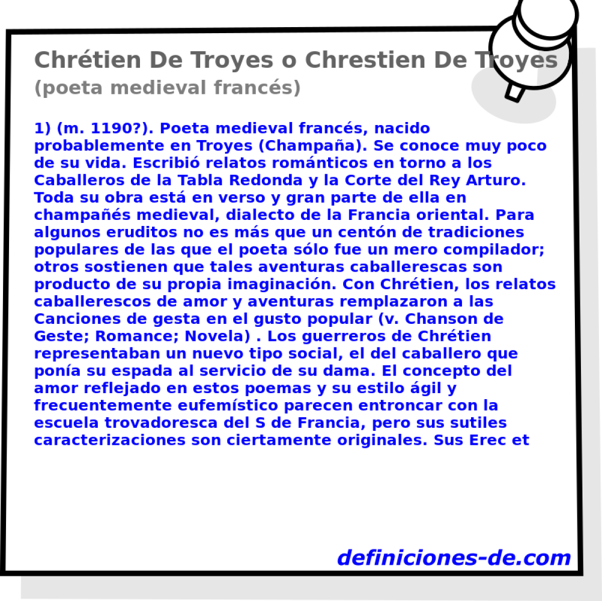 Chrtien De Troyes o Chrestien De Troyes (poeta medieval francs)
