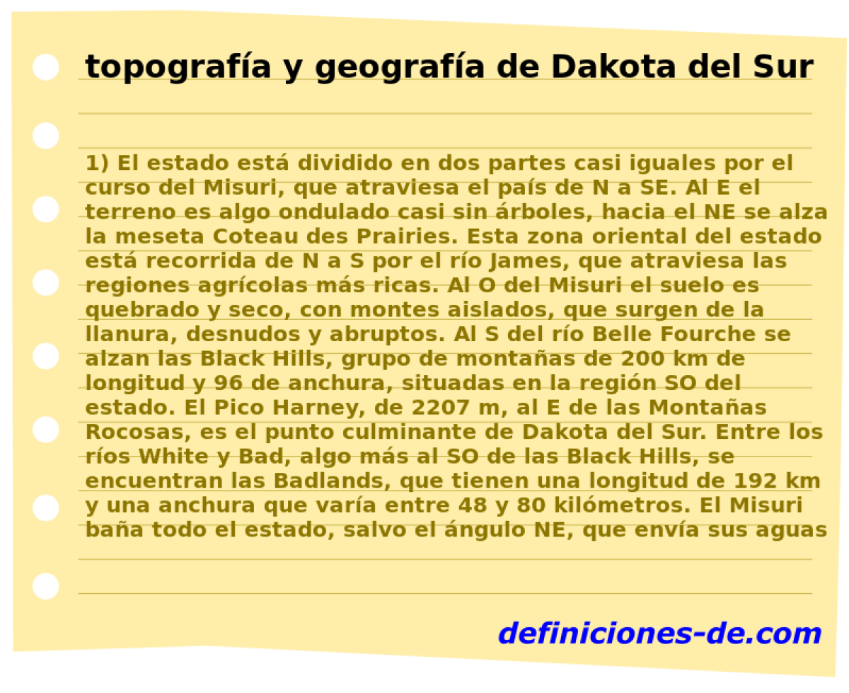 topografa y geografa de Dakota del Sur 