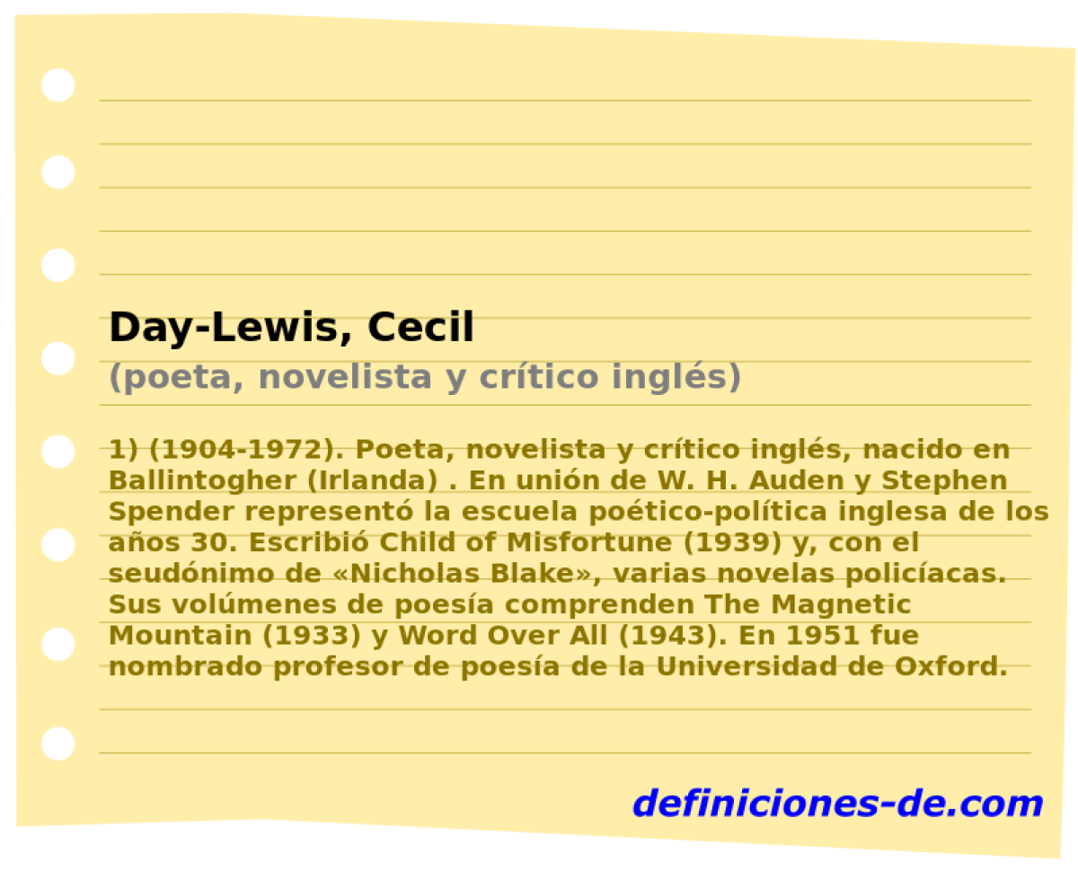 Day-Lewis, Cecil (poeta, novelista y crtico ingls)