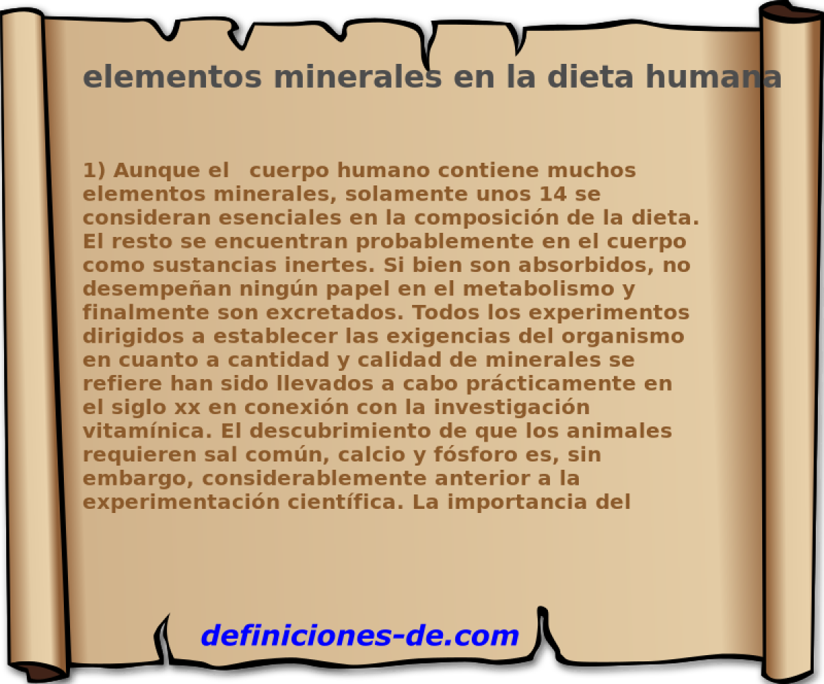 elementos minerales en la dieta humana 