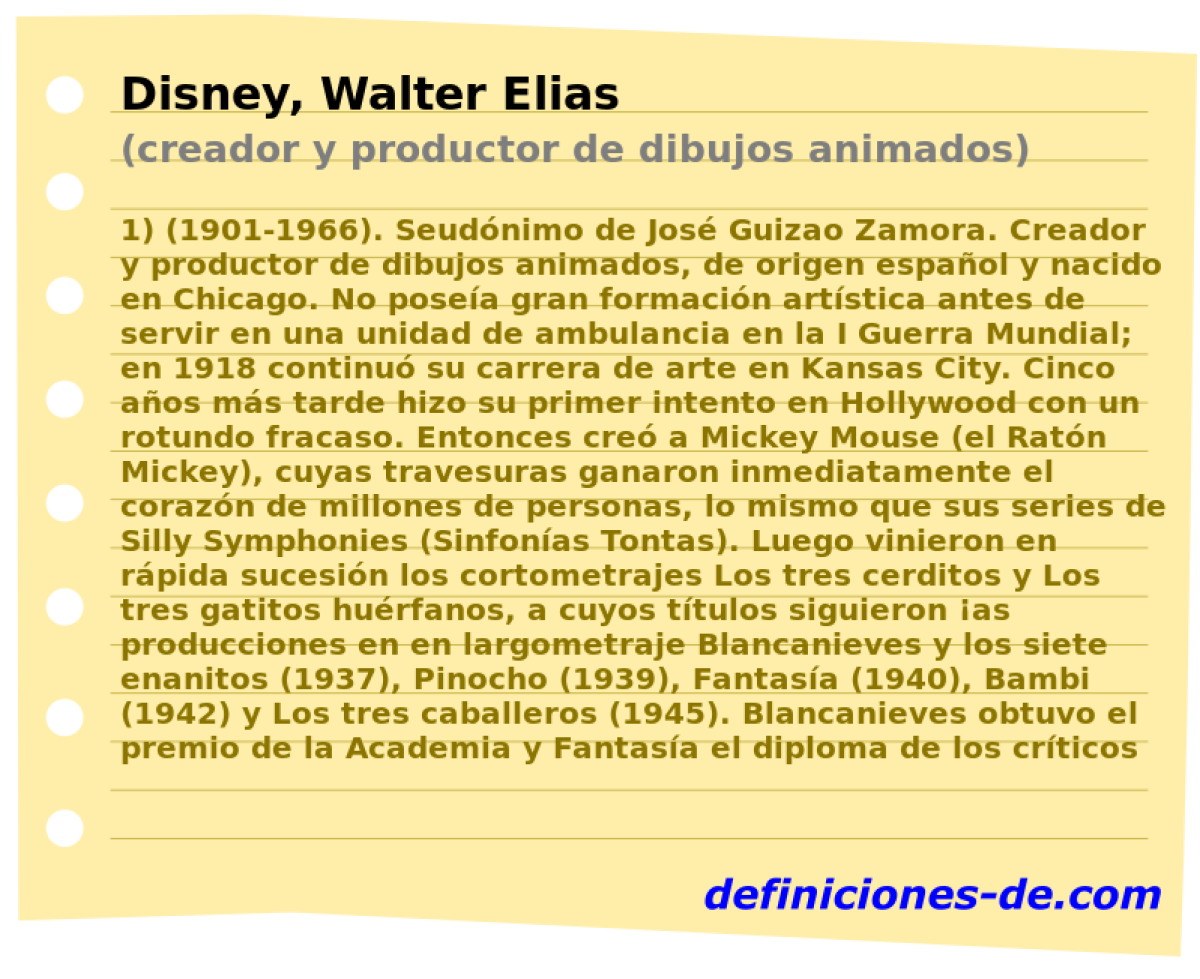 Disney, Walter Elias (creador y productor de dibujos animados)