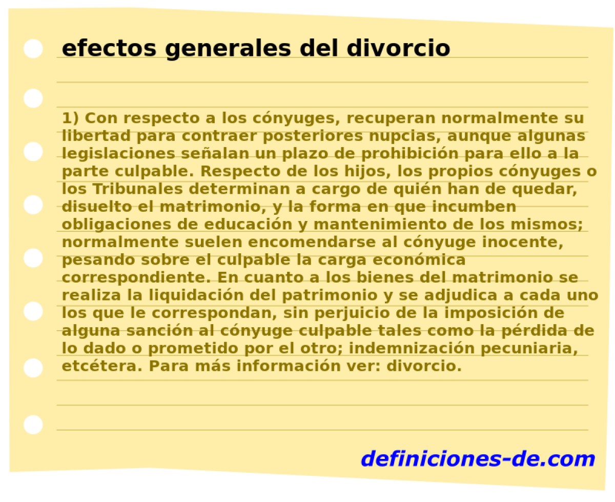 efectos generales del divorcio 