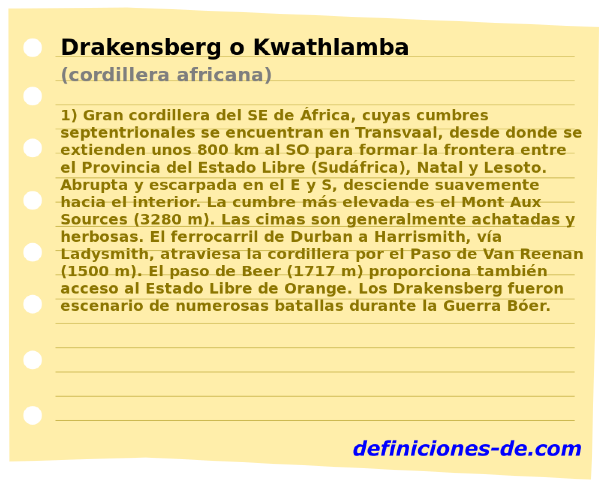 Drakensberg o Kwathlamba (cordillera africana)