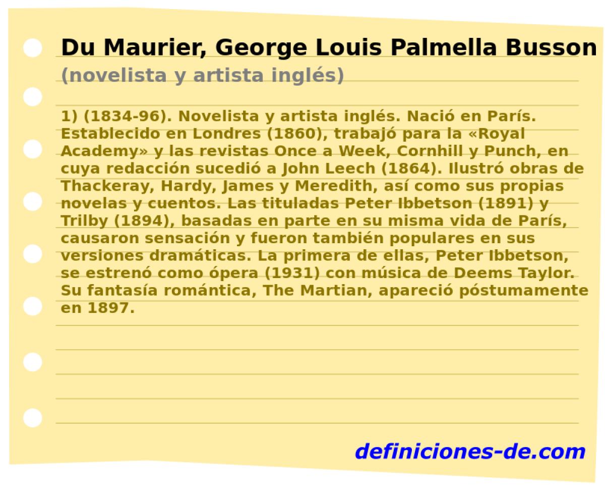Du Maurier, George Louis Palmella Busson (novelista y artista ingls)