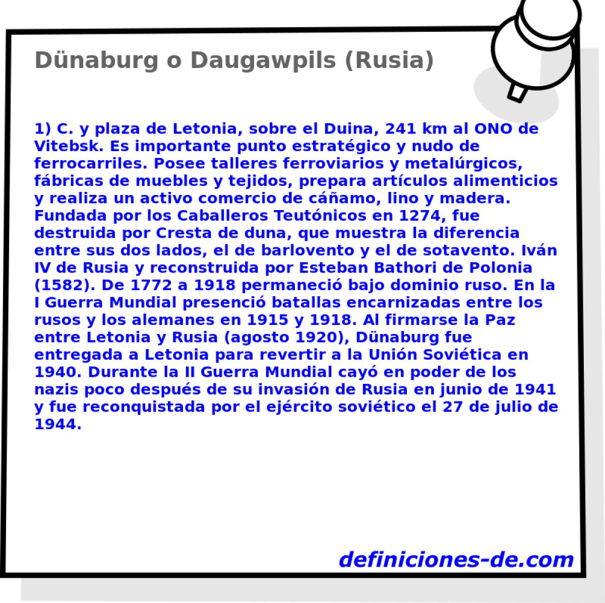 Dnaburg o Daugawpils (Rusia) 