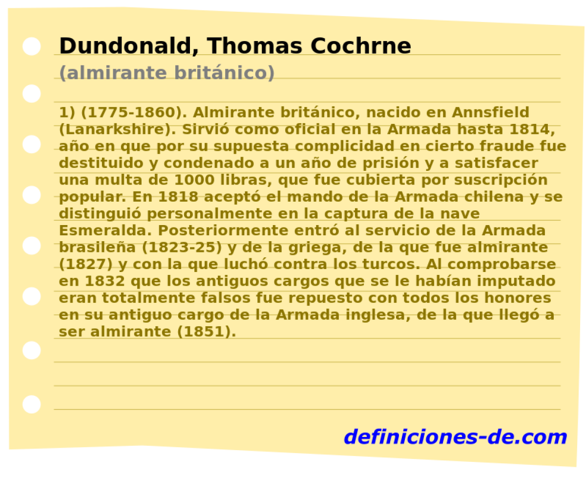 Dundonald, Thomas Cochrne (almirante britnico)