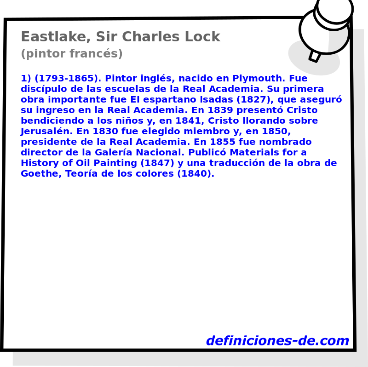 Eastlake, Sir Charles Lock (pintor francs)