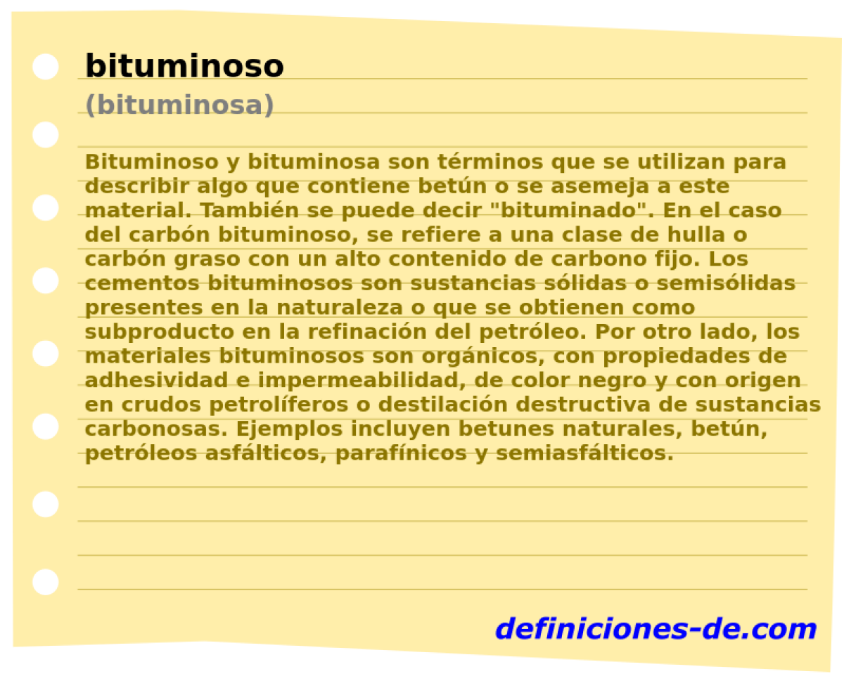 bituminoso (bituminosa)