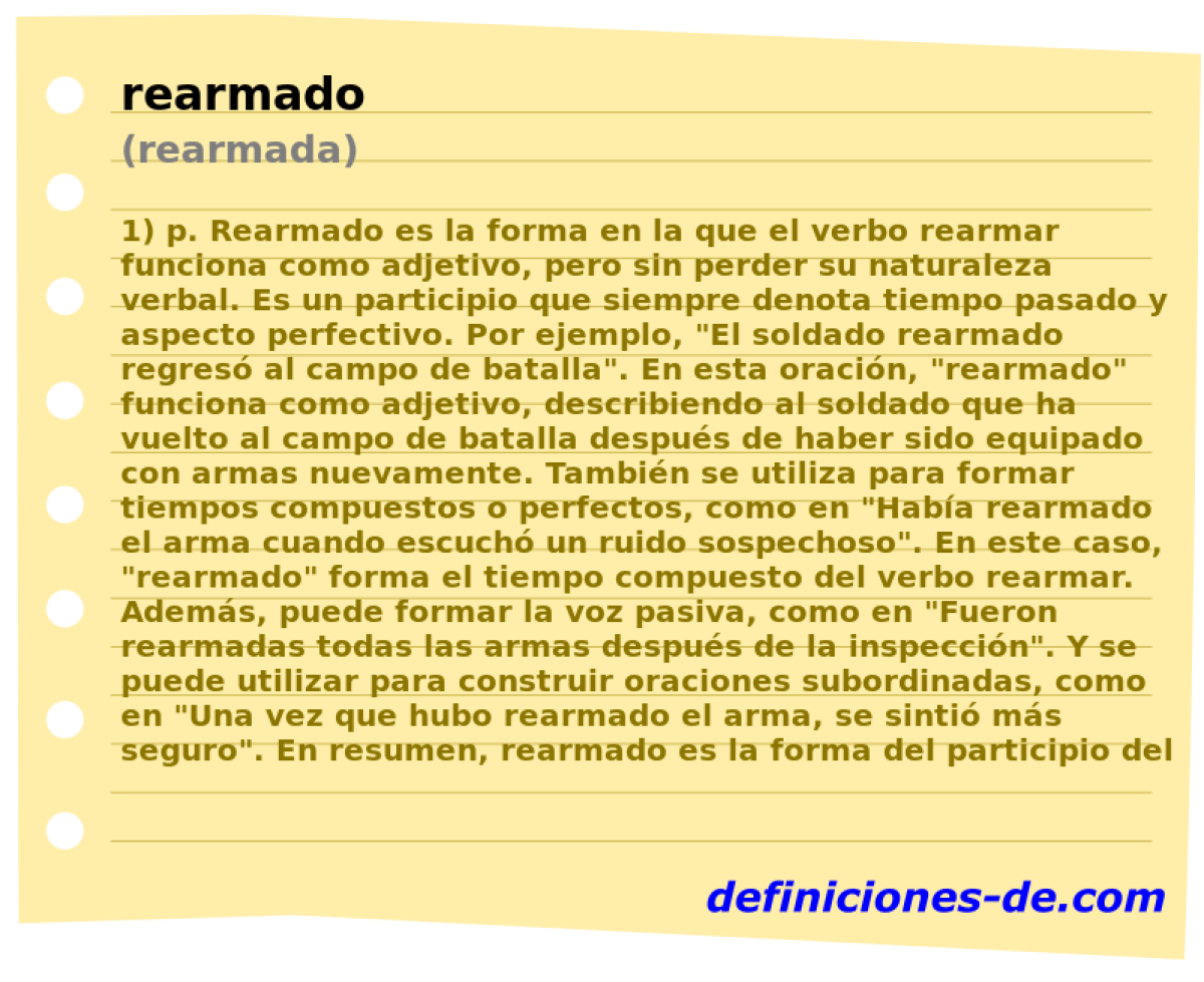 rearmado (rearmada)