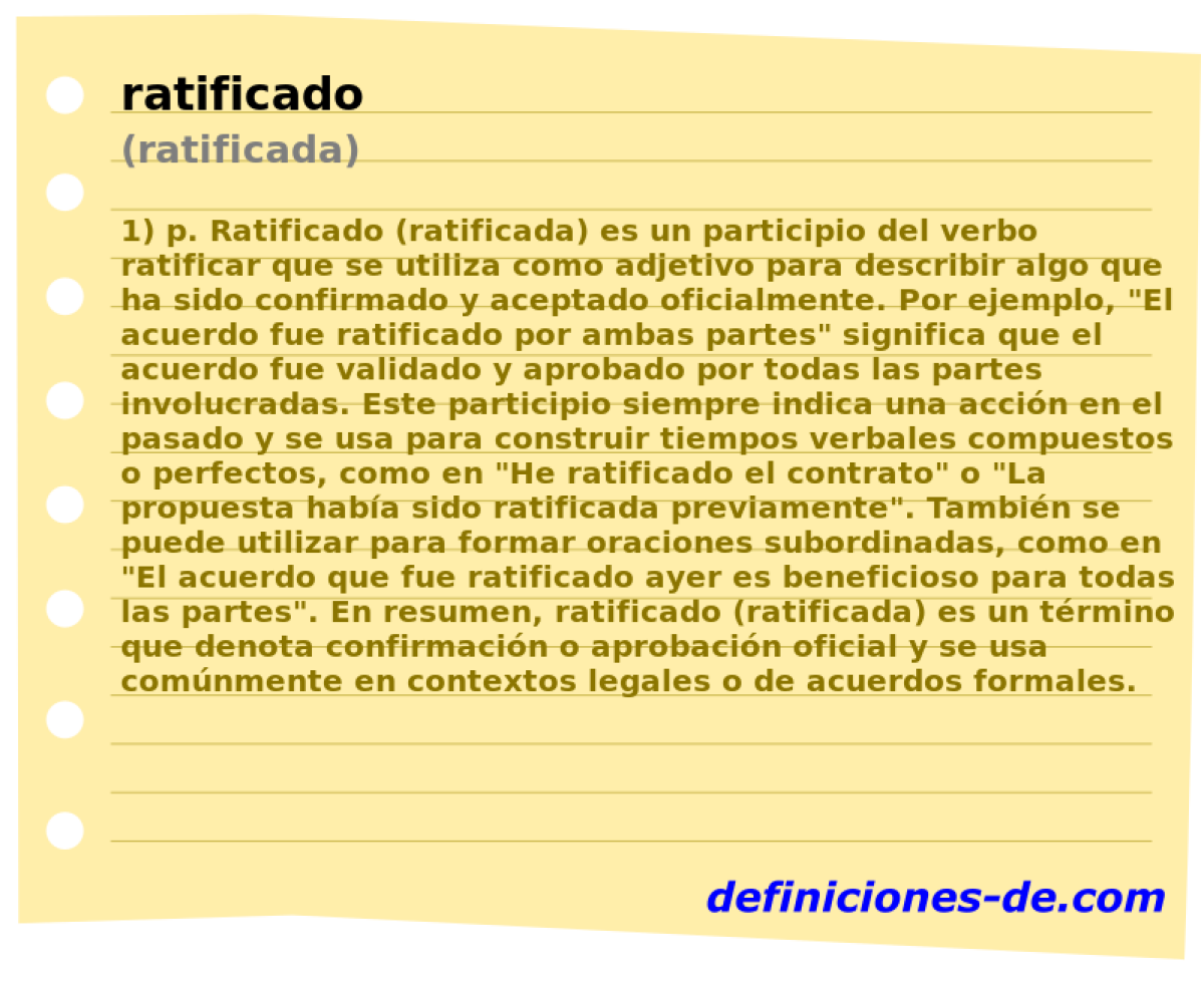 ratificado (ratificada)