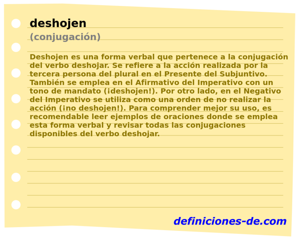 deshojen (conjugación)