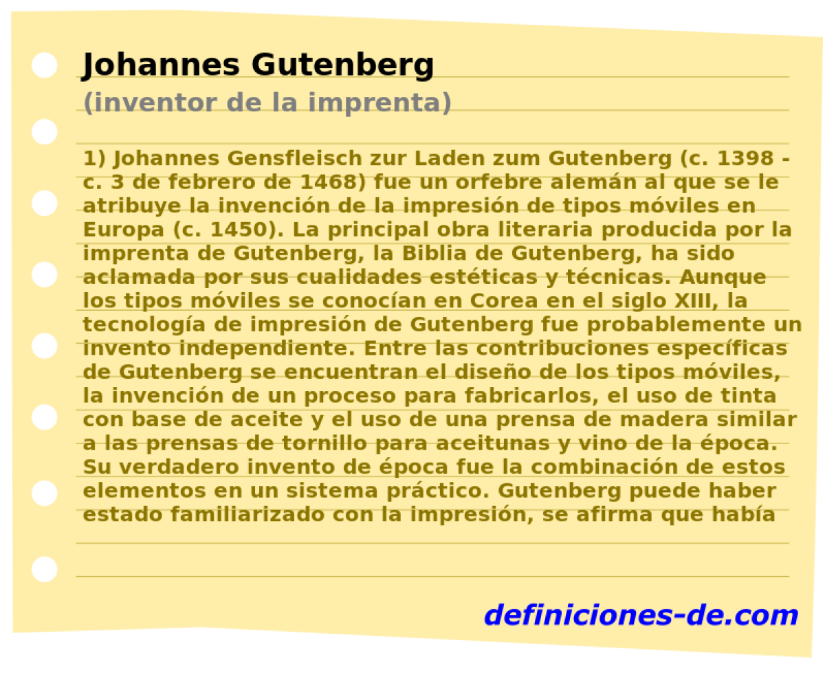 Johannes Gutenberg (inventor de la imprenta)