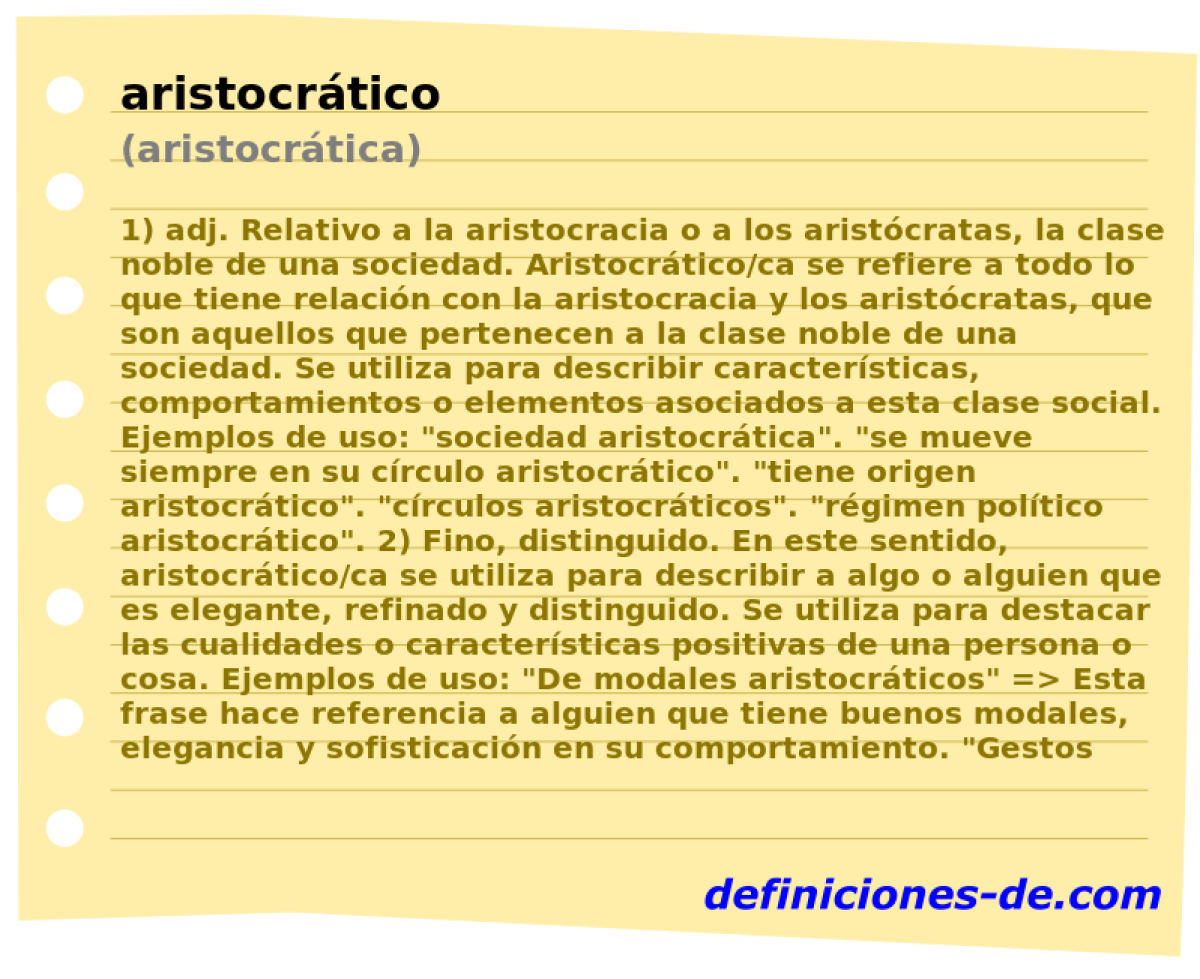 aristocrtico (aristocrtica)