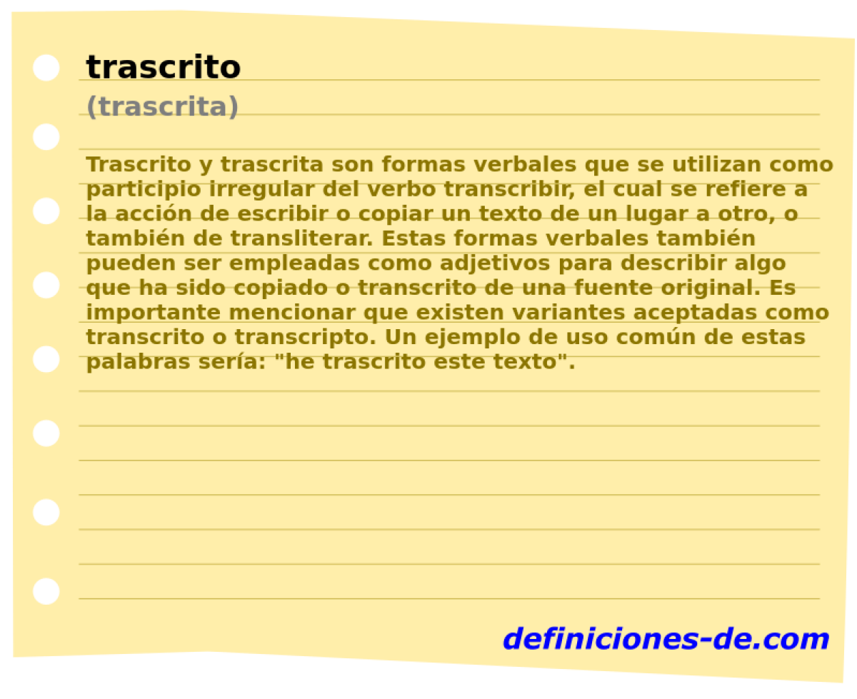 trascrito (trascrita)