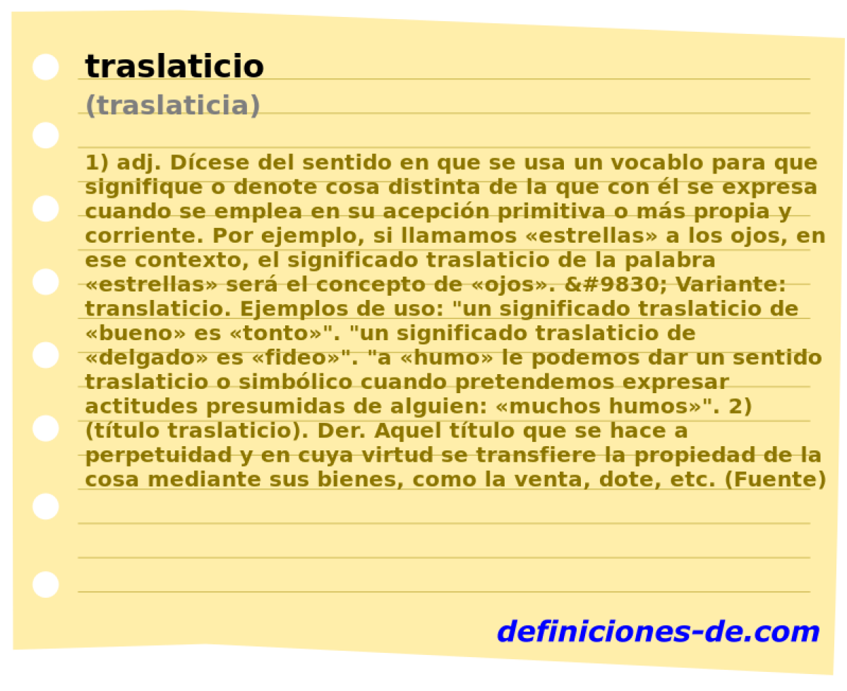traslaticio (traslaticia)
