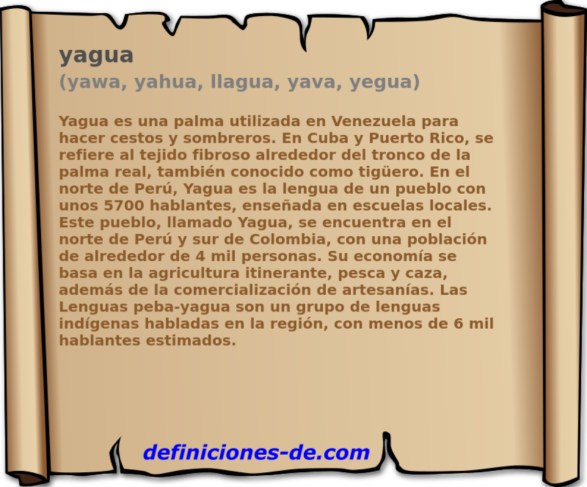 yagua (yawa, yahua, llagua, yava, yegua)