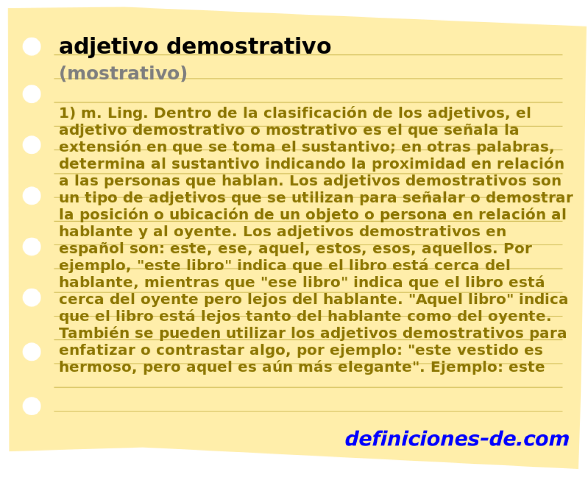 adjetivo demostrativo (mostrativo)