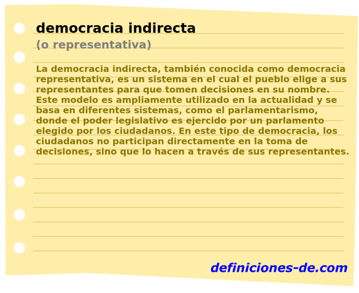 democracia indirecta (o representativa)