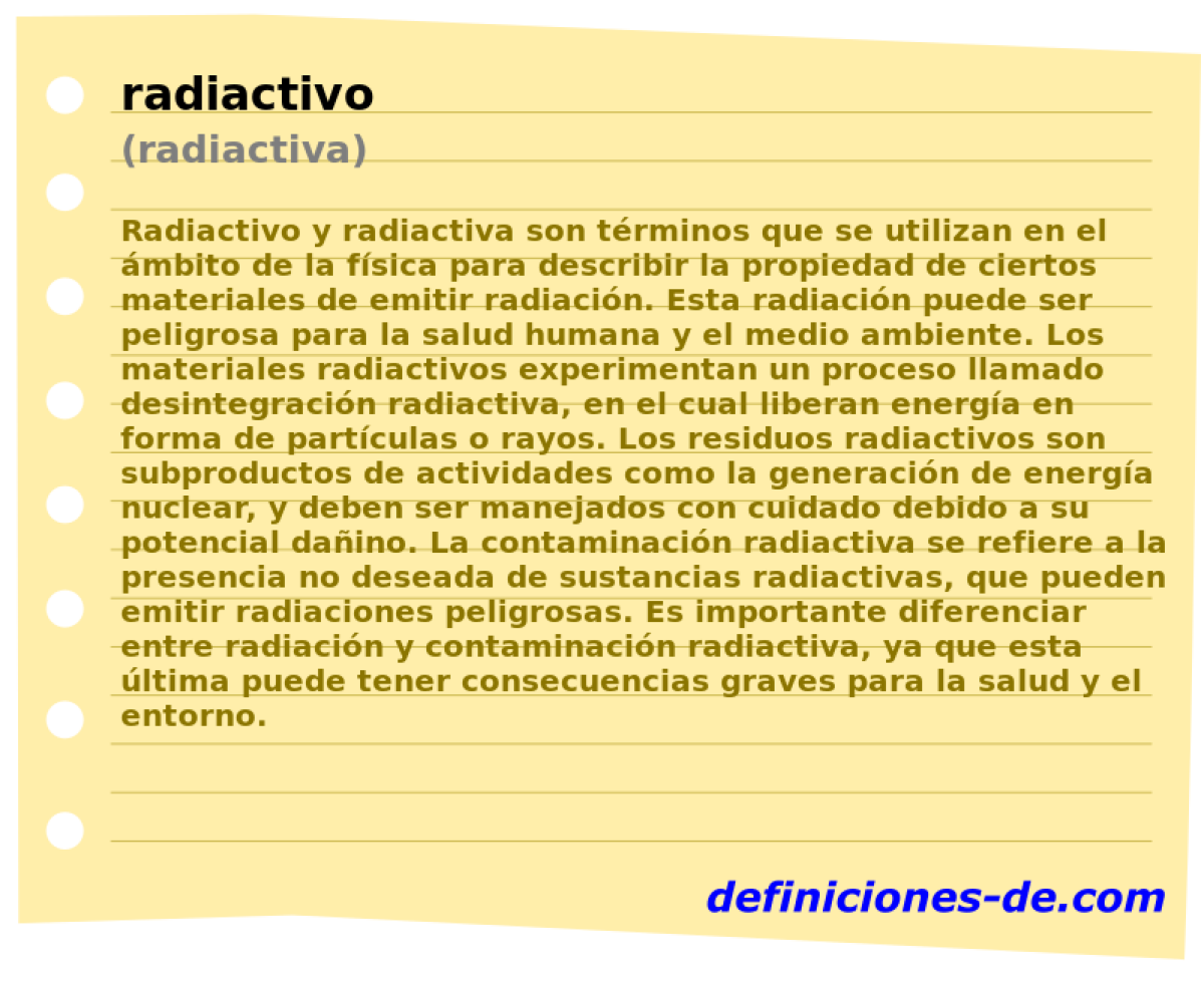 radiactivo (radiactiva)