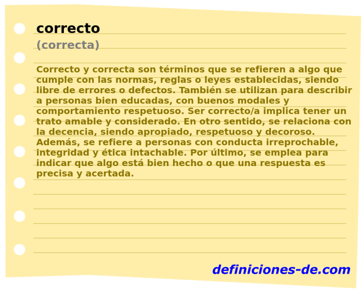 correcto (correcta)