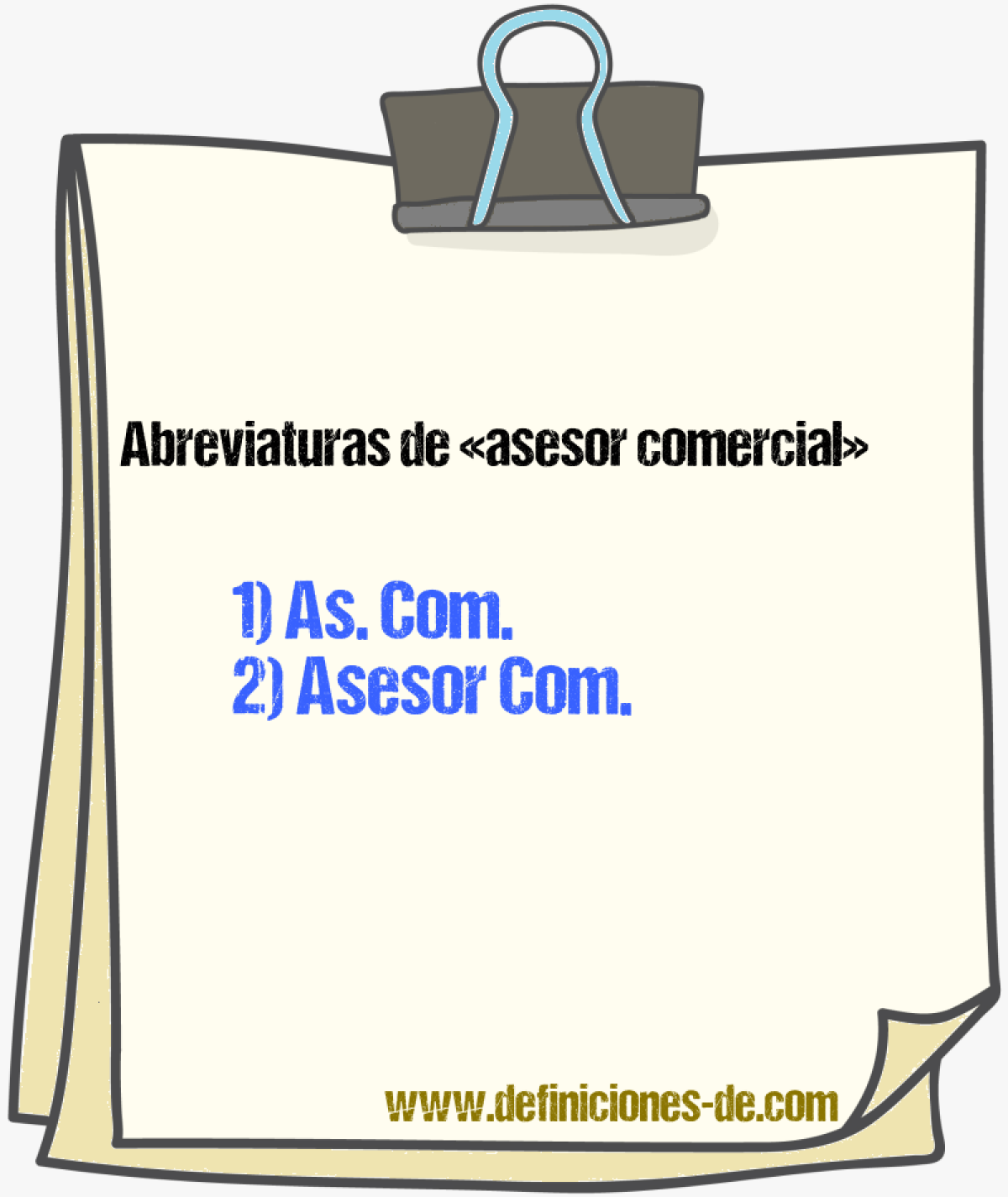 Abreviaturas de asesor comercial