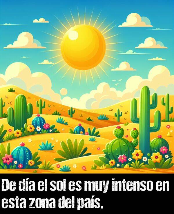 de da: De da el sol es muy intenso en esta zona del pas.