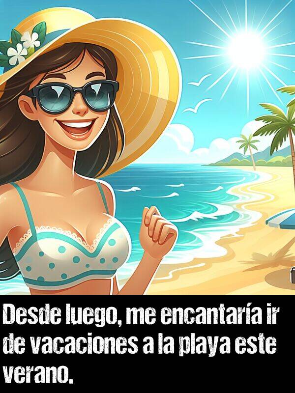 este: Desde luego, me encantara ir de vacaciones a la playa este verano.