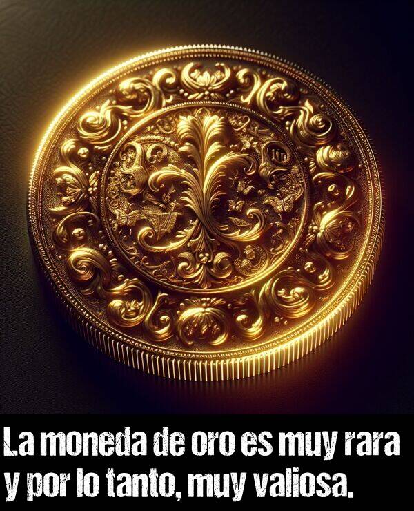 rara: La moneda de oro es muy rara y por lo tanto, muy valiosa.