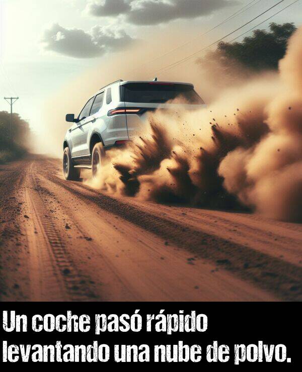 rpido: Un coche pas rpido levantando una nube de polvo.