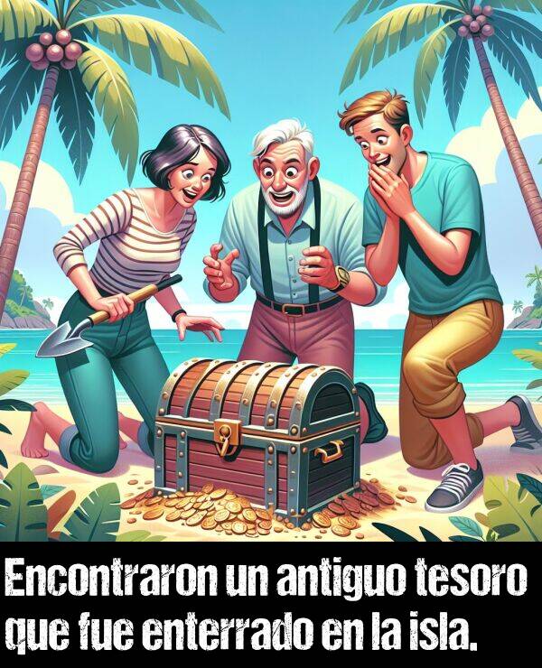 antiguo: Encontraron un antiguo tesoro que fue enterrado en la isla.