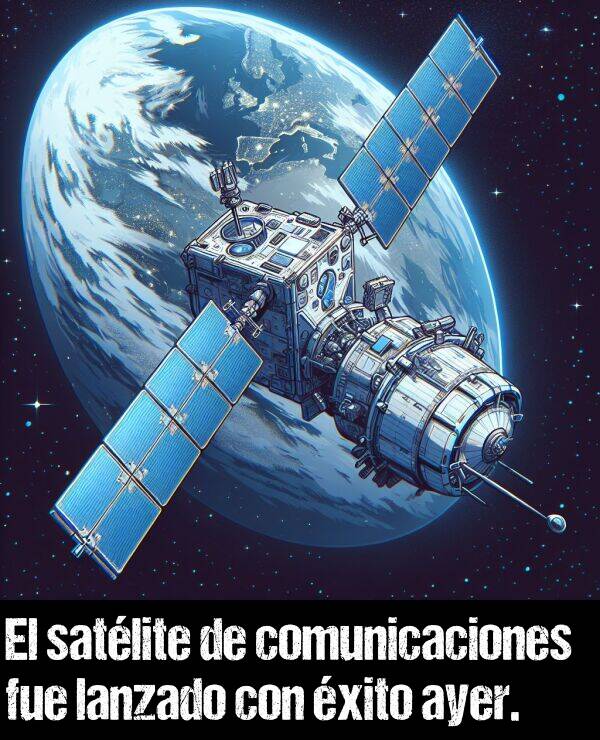 comunicaciones: El satlite de comunicaciones fue lanzado con xito ayer.