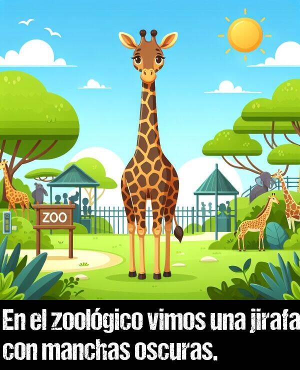 jirafa: En el zoolgico vimos una jirafa con manchas oscuras.