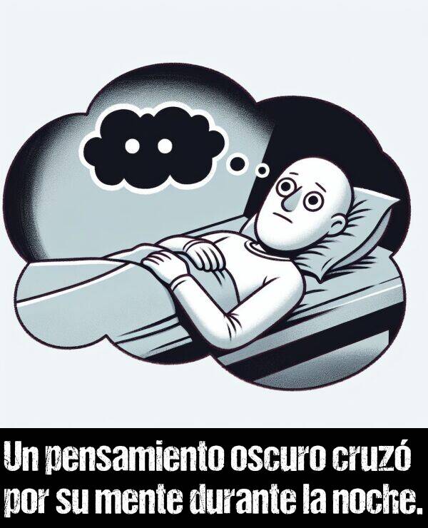 pensamiento: Un pensamiento oscuro cruz por su mente durante la noche.