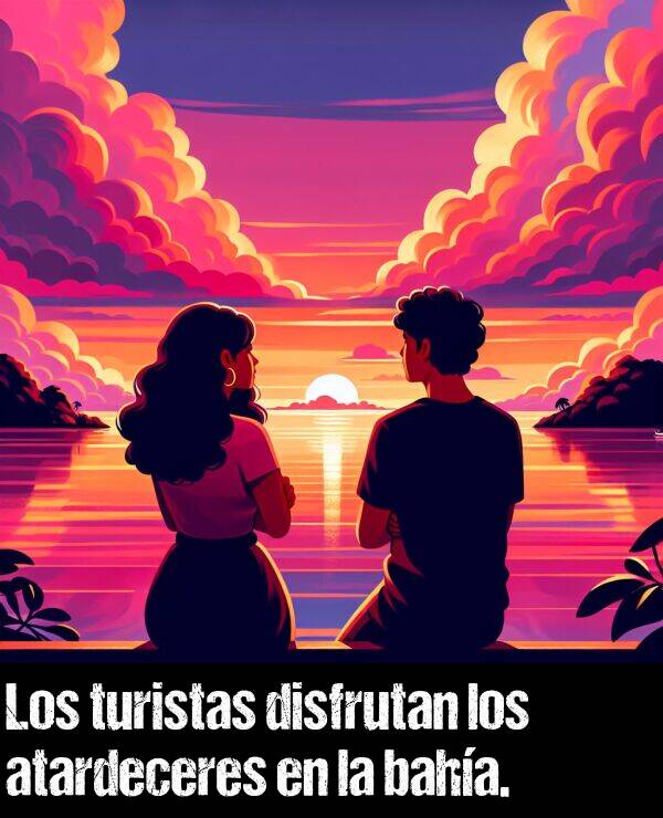 baha: Los turistas disfrutan los atardeceres en la baha.