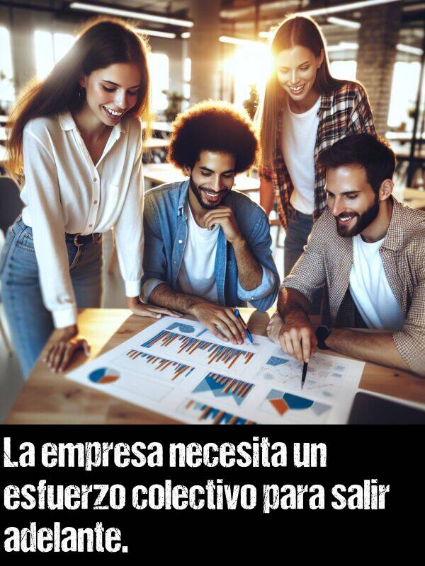 adelante: La empresa necesita un esfuerzo colectivo para salir adelante.