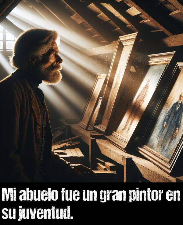 juventud: Mi abuelo fue un gran pintor en su juventud.