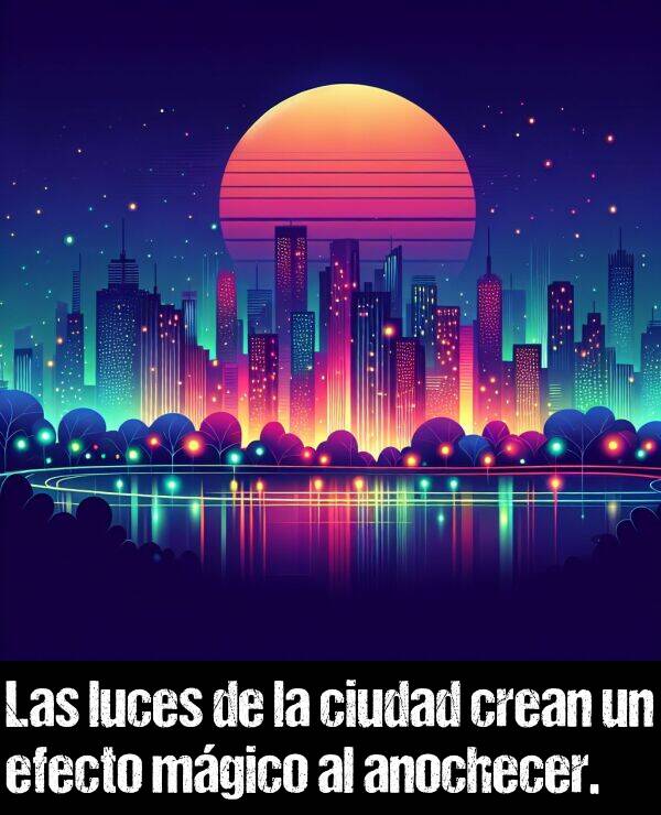 anochecer: Las luces de la ciudad crean un efecto mgico al anochecer.
