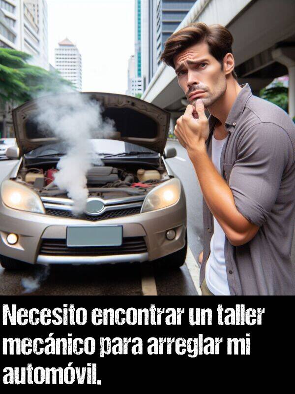 arreglar: Necesito encontrar un taller mecnico para arreglar mi automvil.