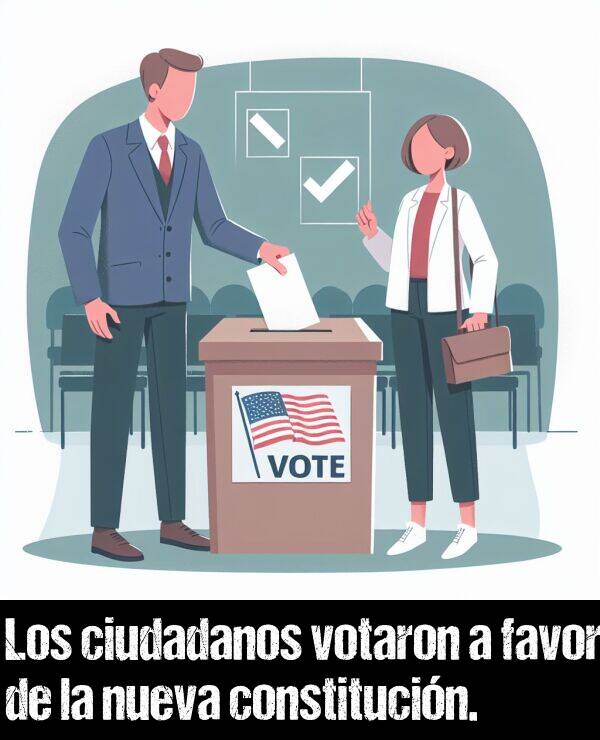 constitucin: Los ciudadanos votaron a favor de la nueva constitucin.