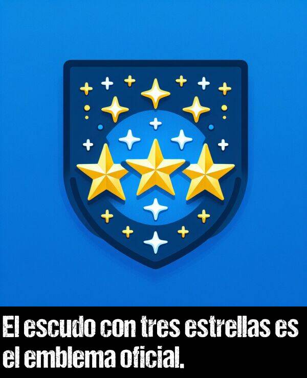 tres: El escudo con tres estrellas es el emblema oficial.